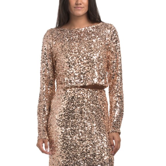 HAVER + BLAIR Champagne Milano Sequin Top - Picture 1 of 2